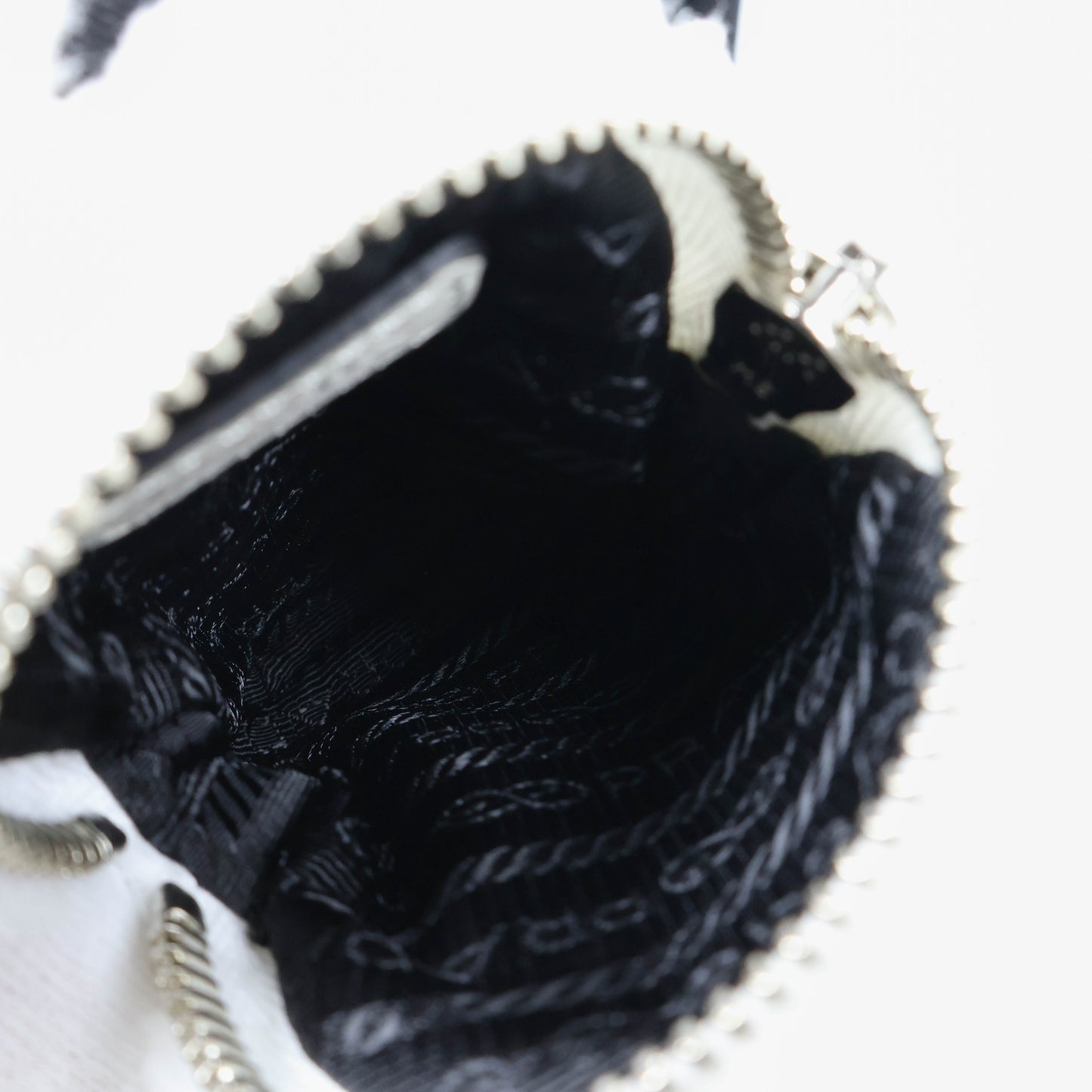 Prada Triangle Terrycloth Shoulder Bag White