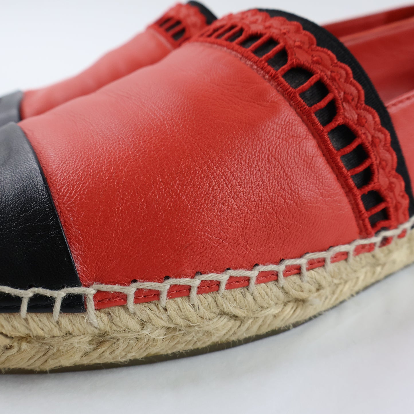 Chanel Espadrille Leather Red 38