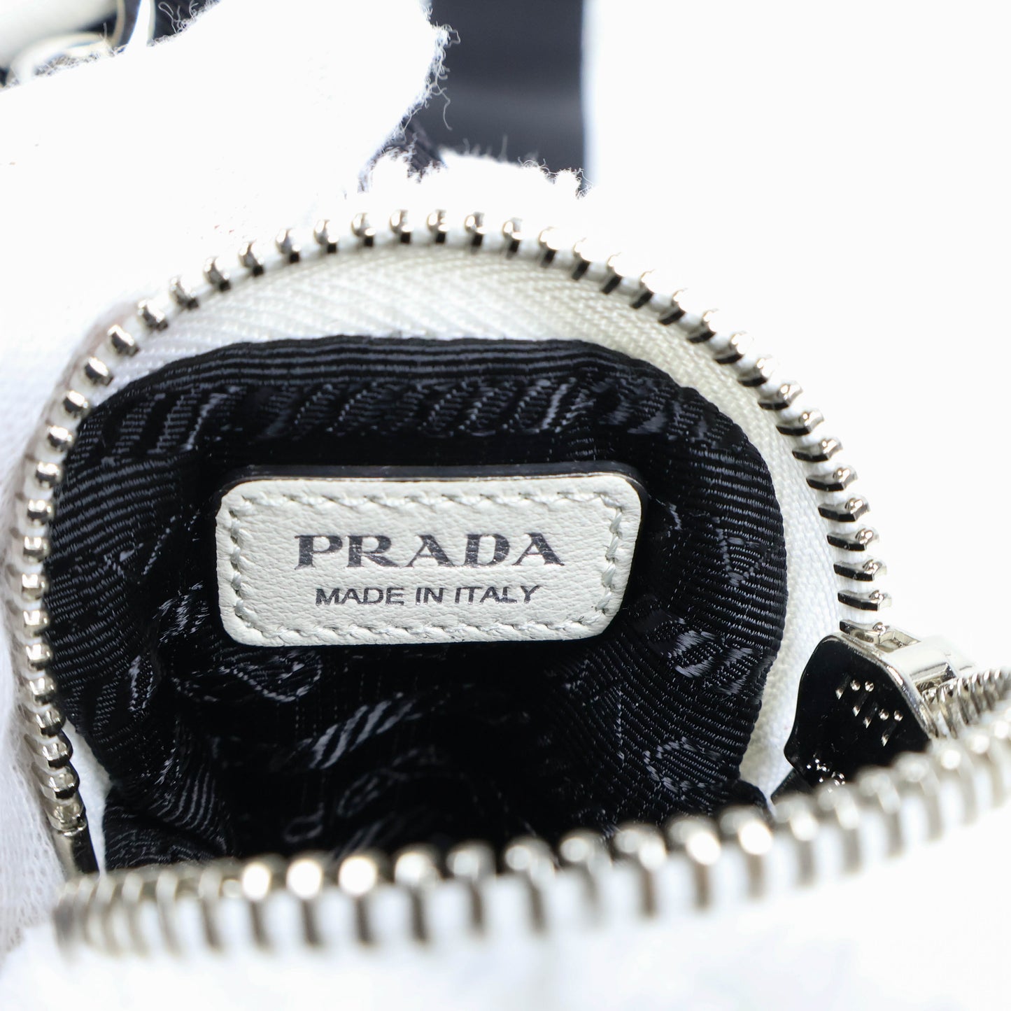 Prada Triangle Terrycloth Shoulder Bag White