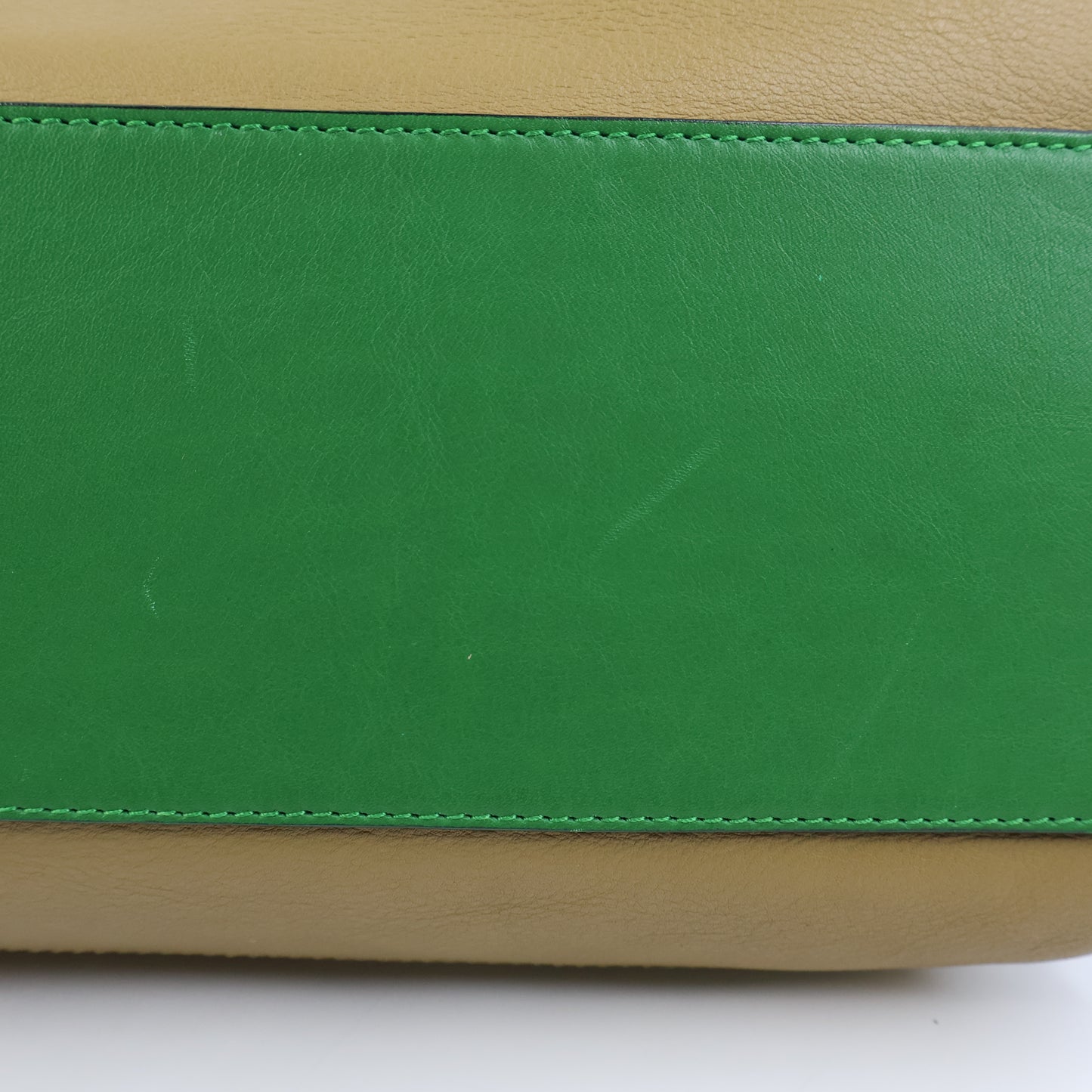 Loewe Anagram Tricolor Pebbled Handbag Leather Tan Green