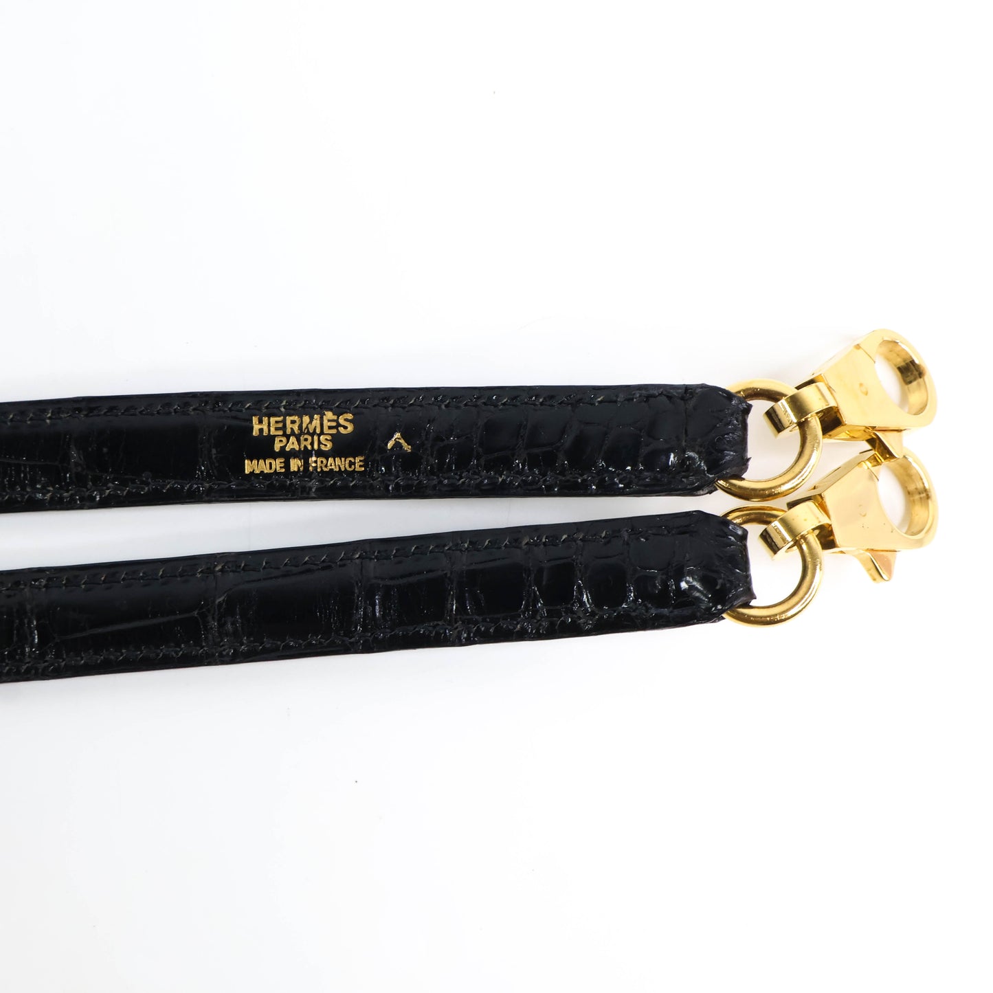 Hermes Kelly 28 Crocodile Porosus Black GHW