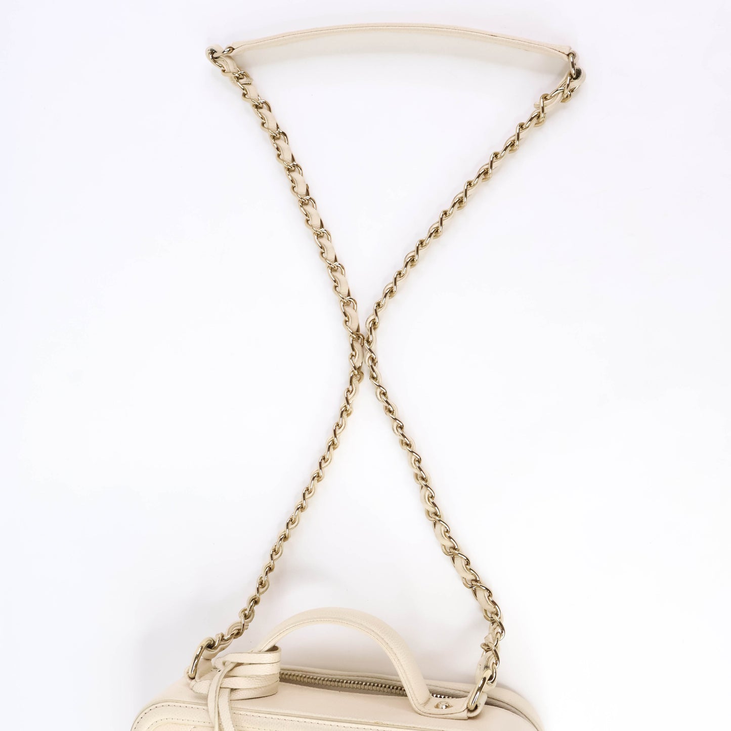 Chanel Filigree Vanity Case White Caviar LGHW