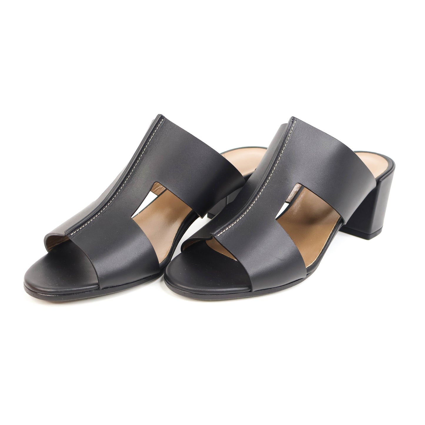 Hermes Ostia Sandals Black Calfskin 38.5