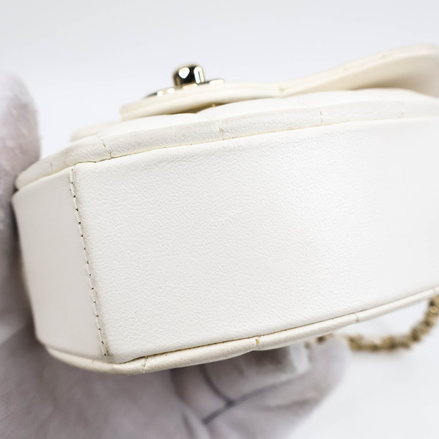 Chanel Heart Bag Small White Lamb