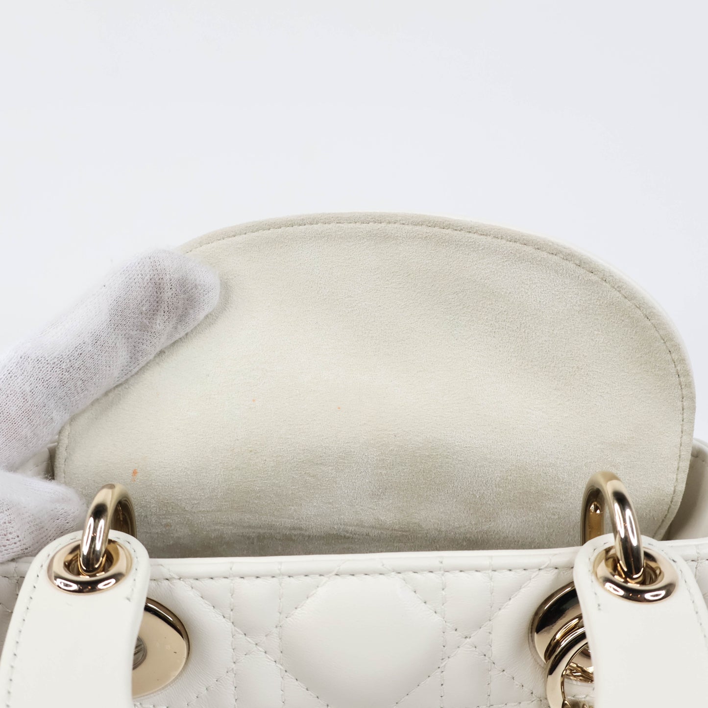Dior Mini Lady Dior Bag White Cannage Lambskin