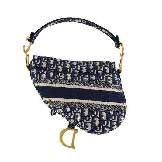 Christian Dior Saddle Medium Canvas Oblique Blue