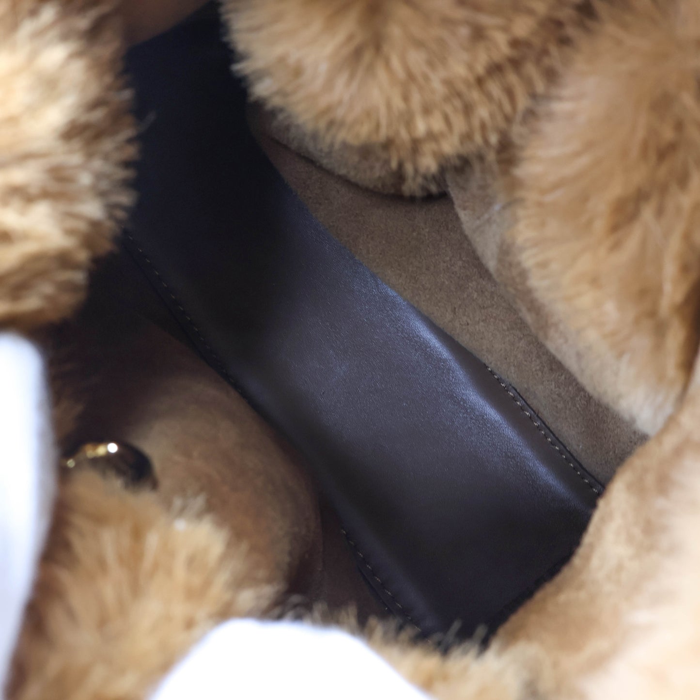 Boyy Scrunchy Faux fur Top Handle Bag Brown