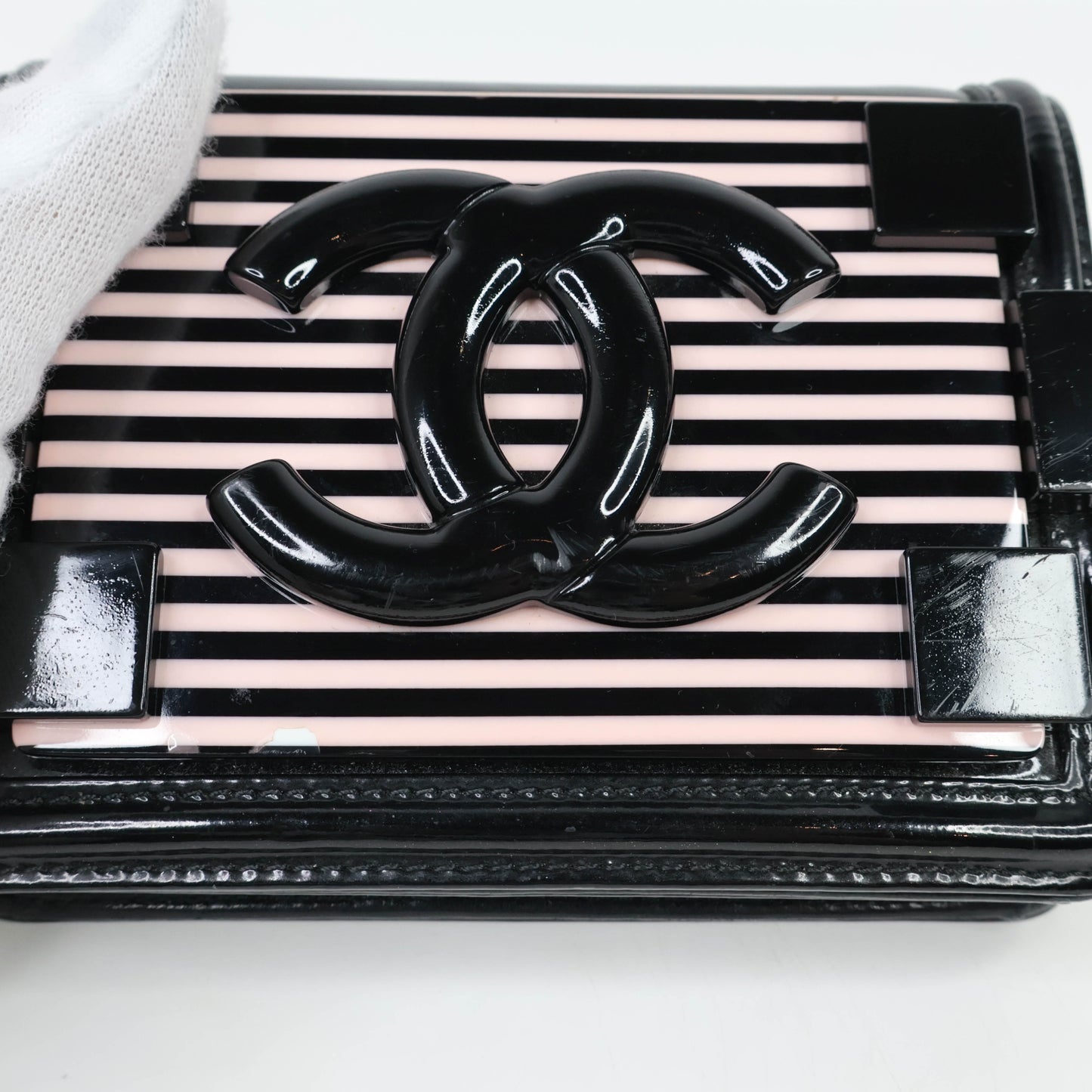 Chanel Boy Brick Flap Bag Plexiglass Black Pink