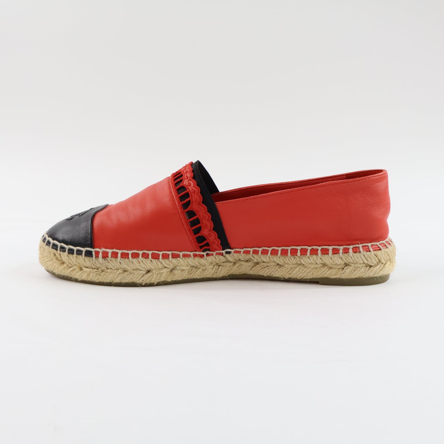 Chanel Espadrille Leather Red 38