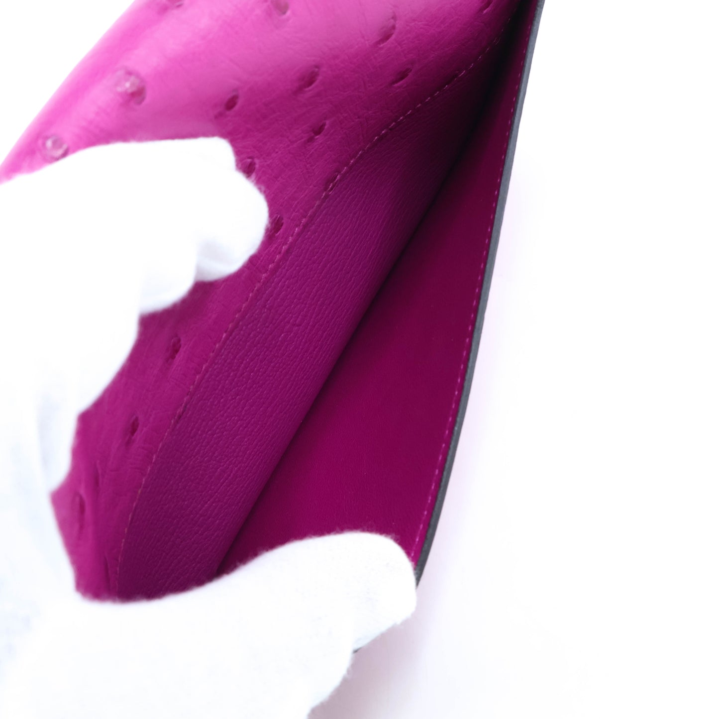 Hermes Constance Wallet Ostrich Rose Popou