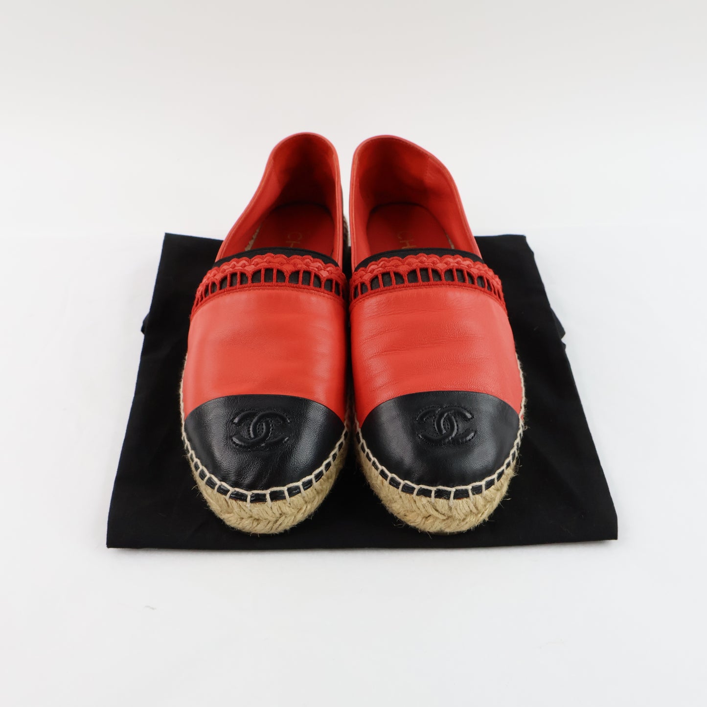 Chanel Espadrille Leather Red 38