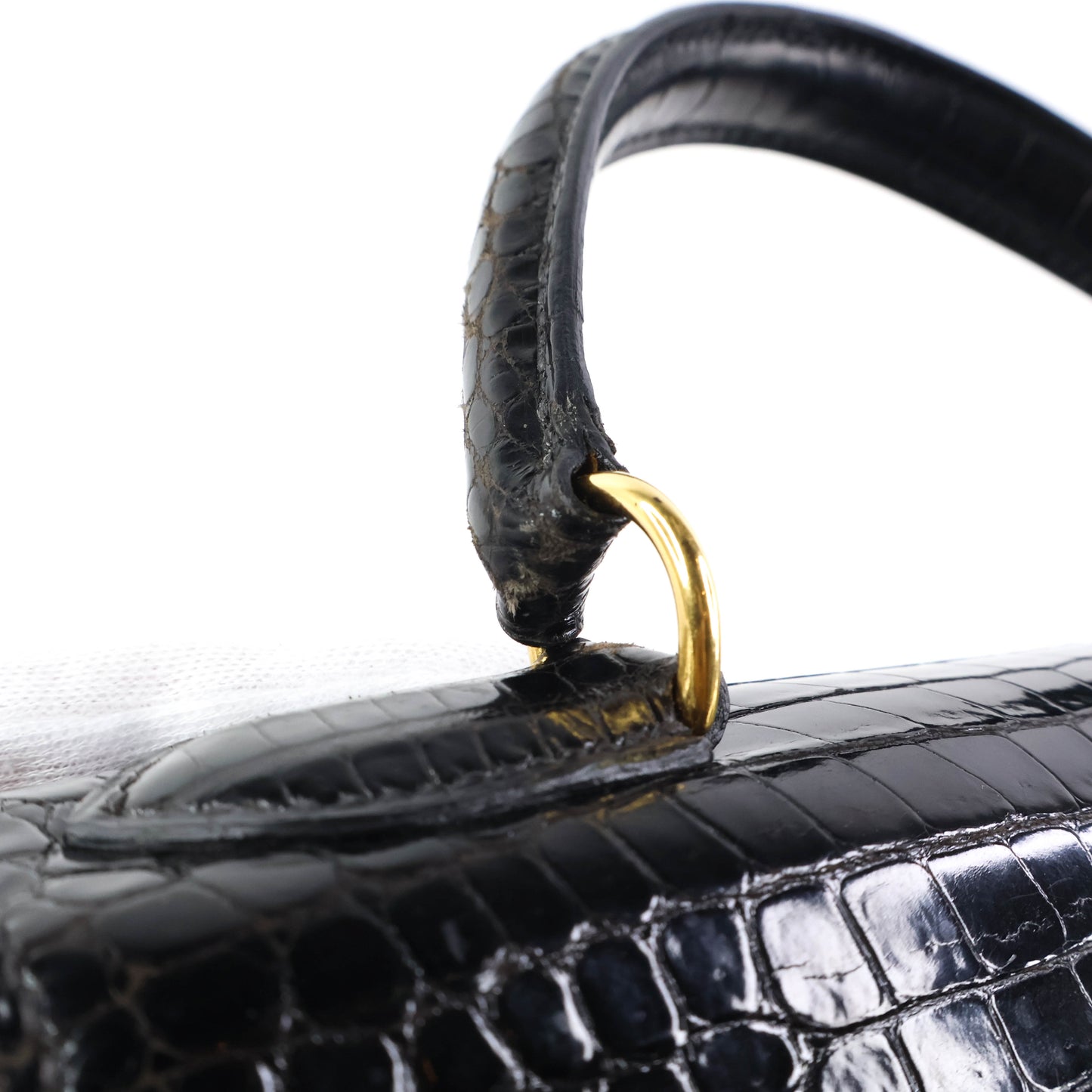 Hermes Kelly 28 Crocodile Porosus Black GHW