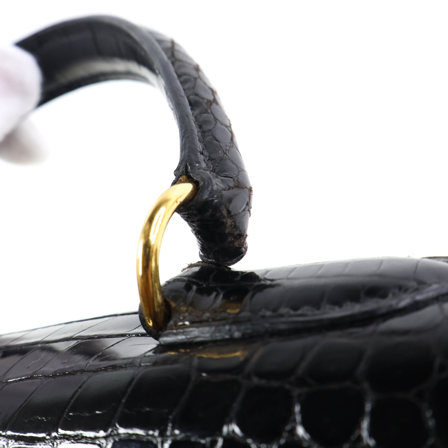 Hermes Kelly 28 Crocodile Porosus Black GHW