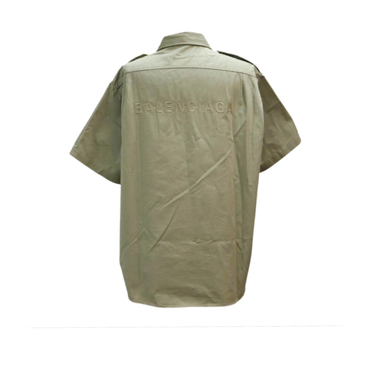 Balenciaga Shirt Short Sleeve Khaki Cotton
