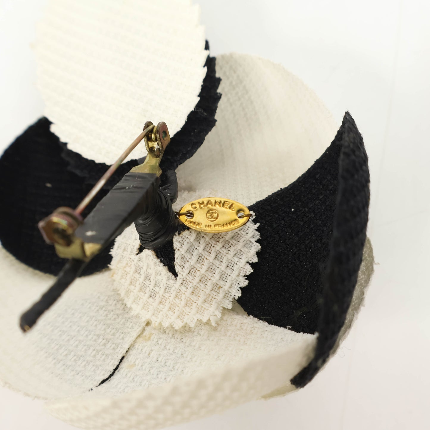 Chanel Brooch Camellia Pin Black White Vintage