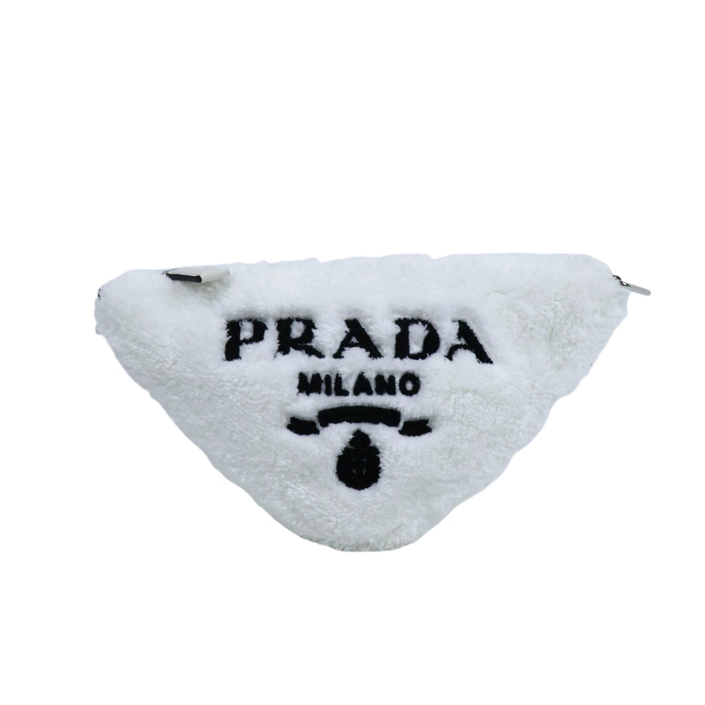 Prada Triangle Terrycloth Shoulder Bag White