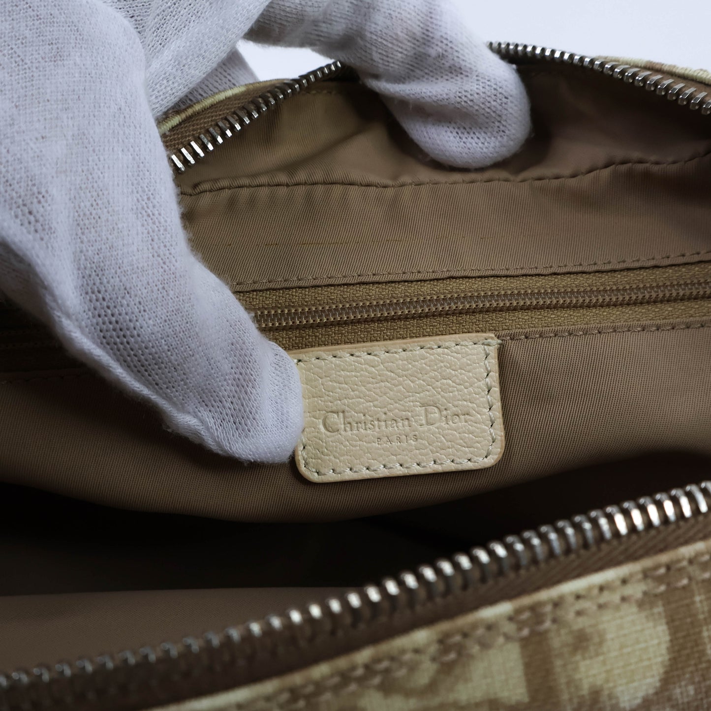 Christian Dior Vintage Crossbody Bag Oblique Beige Flowers