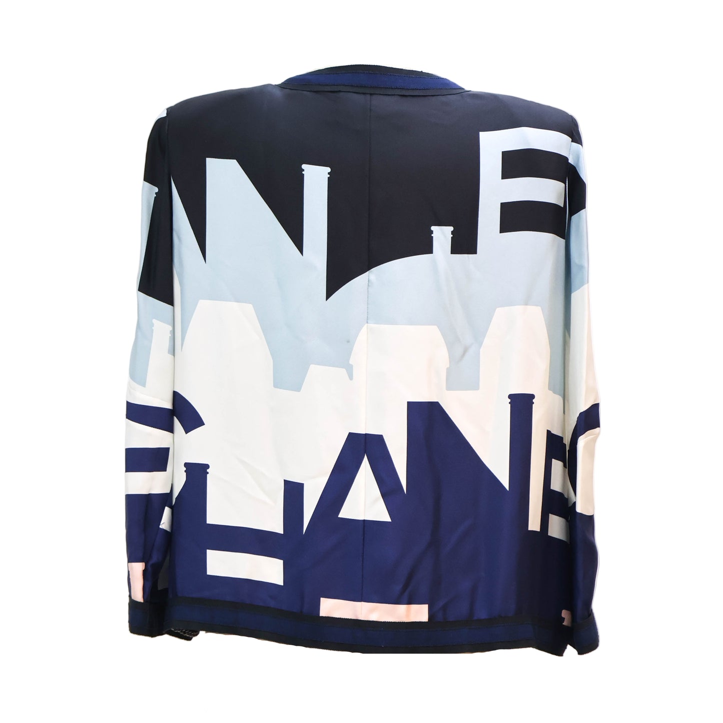 Chanel Cardigan Silk Navy Blue White