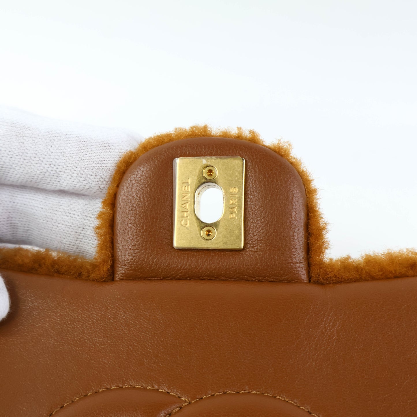 Chanel Flap Bag Fur Brown GHW Lamb