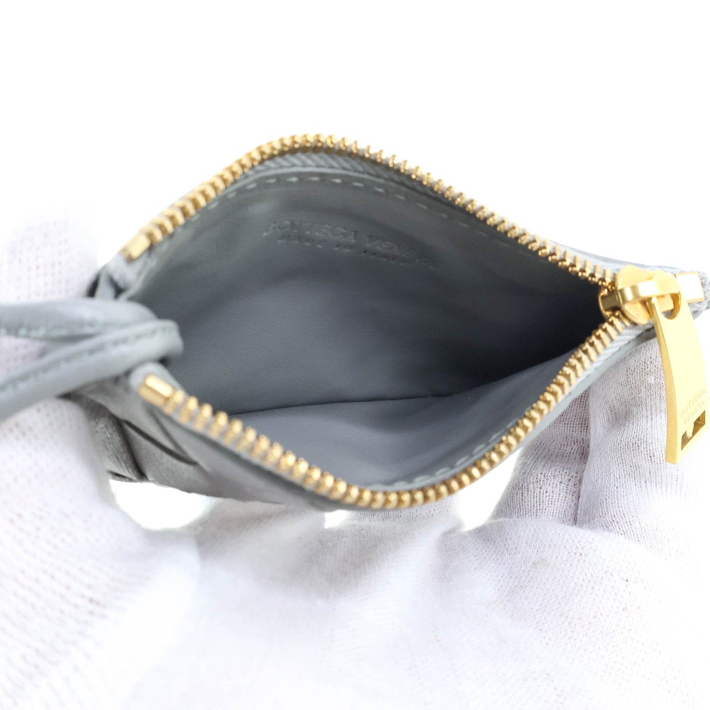 Bottega Coin Purse Intrecciato Grey with Keyring