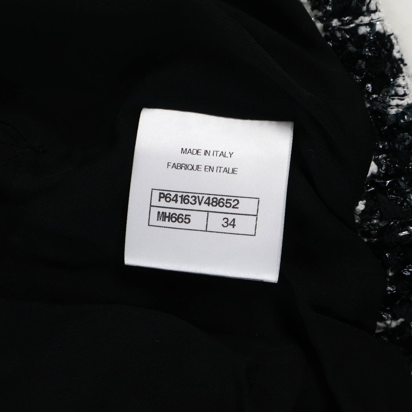 Chanel Jacket Tweed Black White Silver