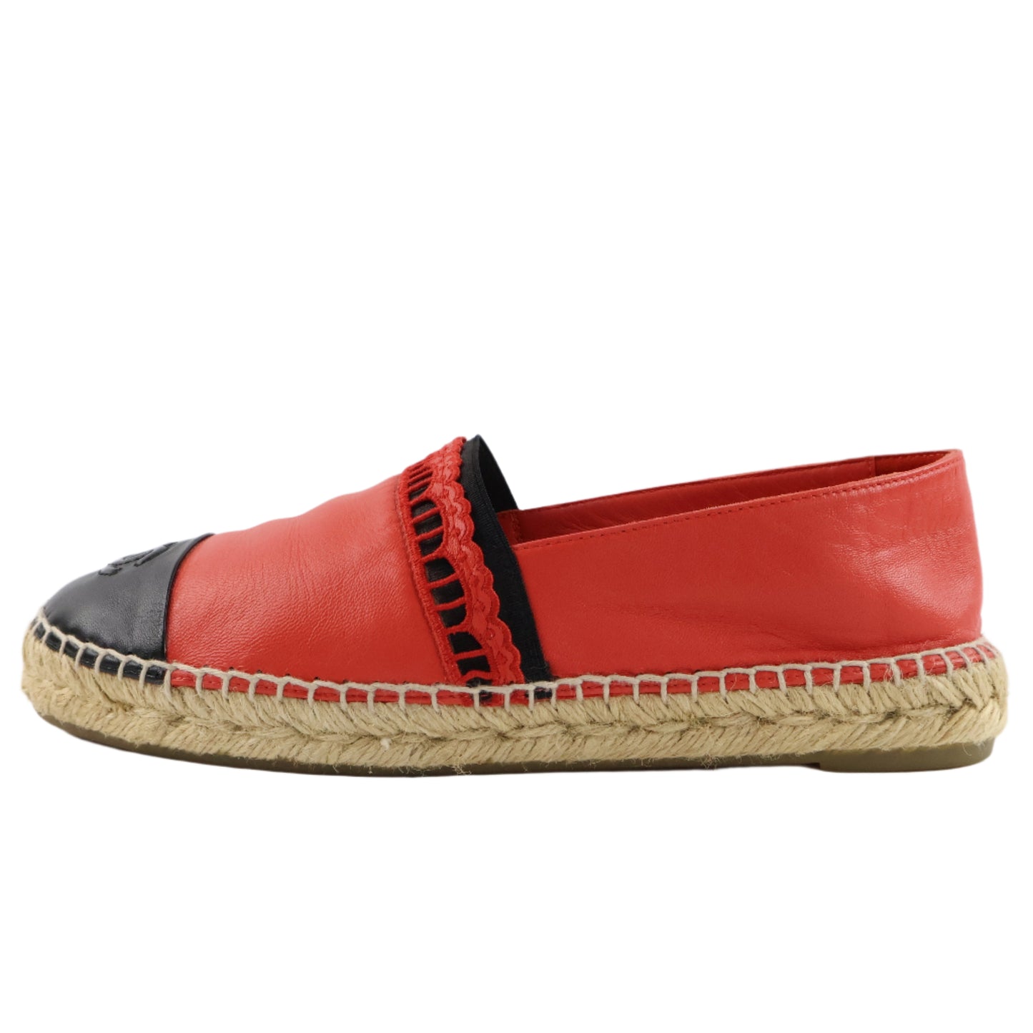 Chanel Espadrille Leather Red 38