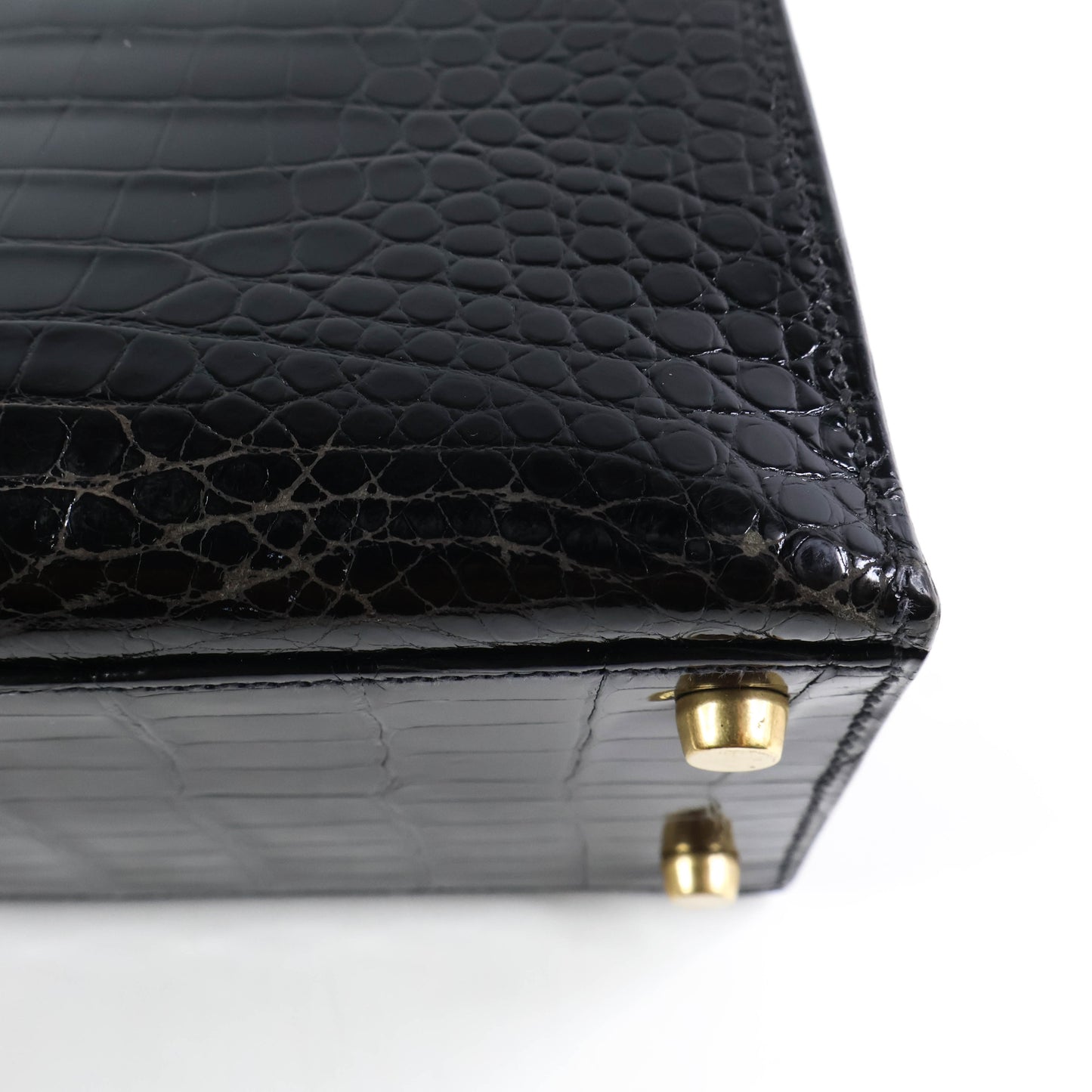 Hermes Kelly 28 Crocodile Porosus Black GHW
