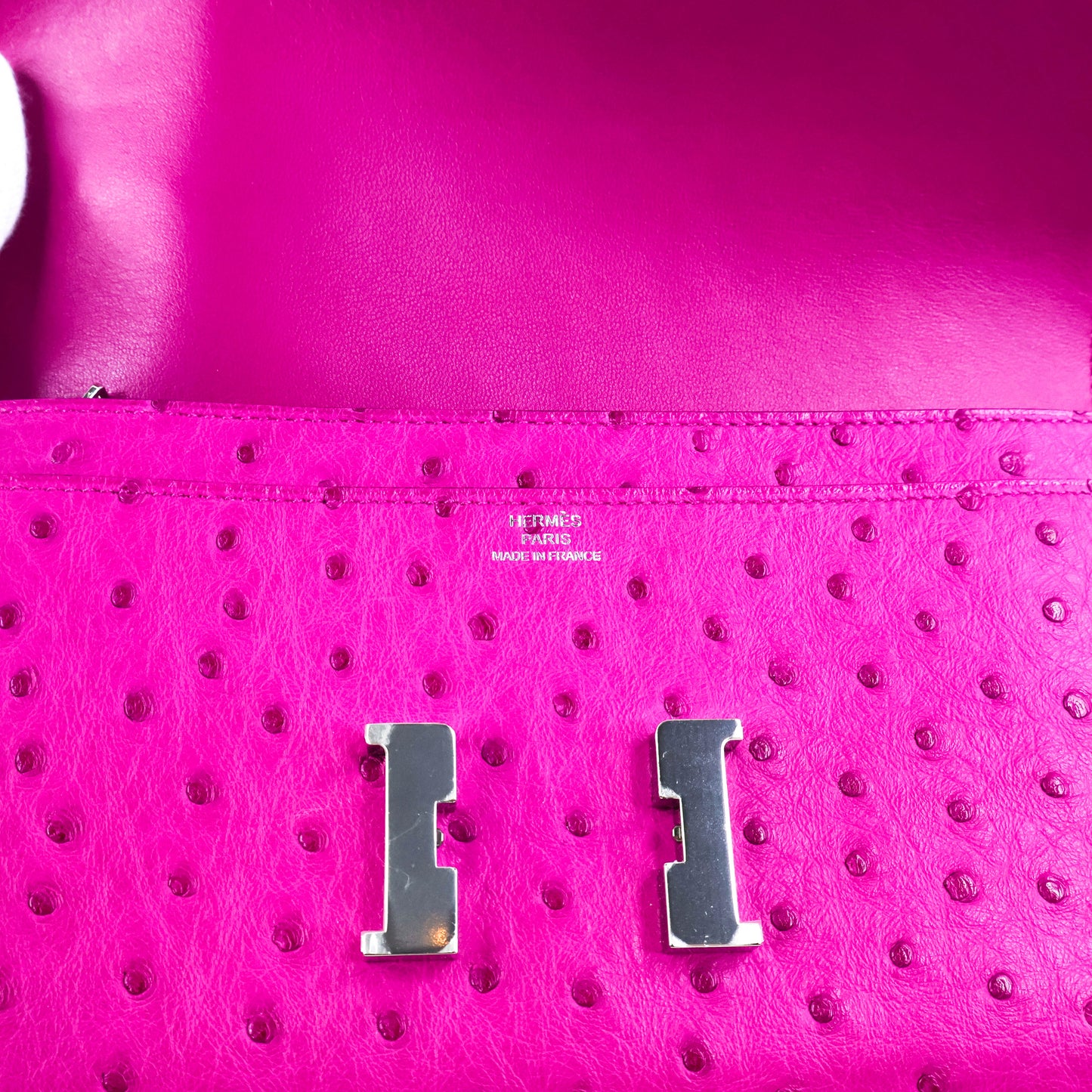 Hermes Constance Wallet Ostrich Rose Popou