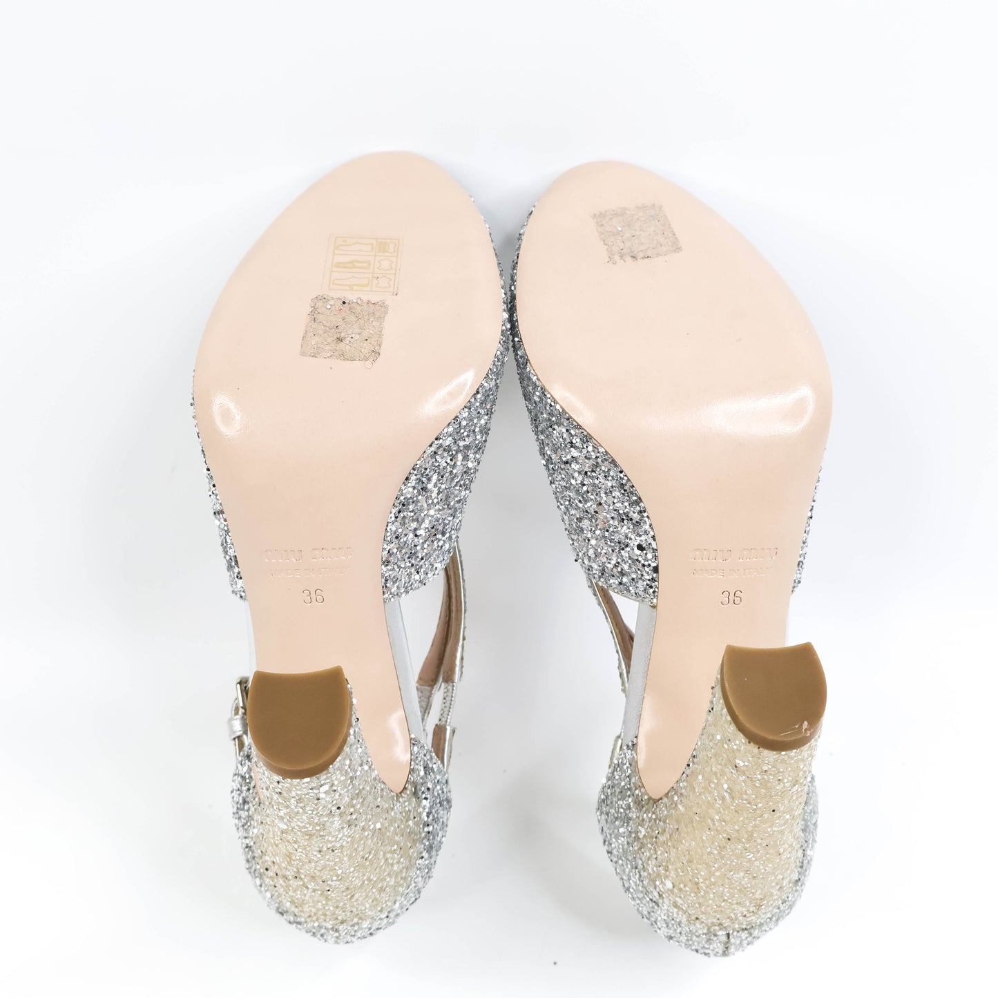 Miu Miu Heels Silver Glitter 36