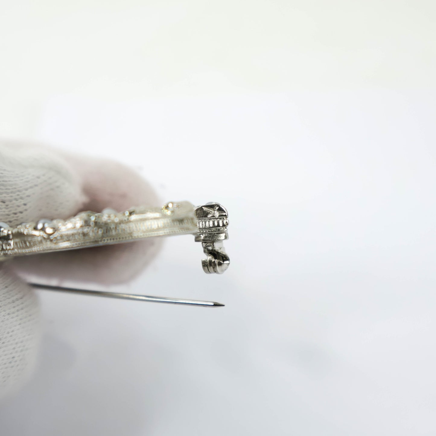 Chanel Brooch Silver Crystal