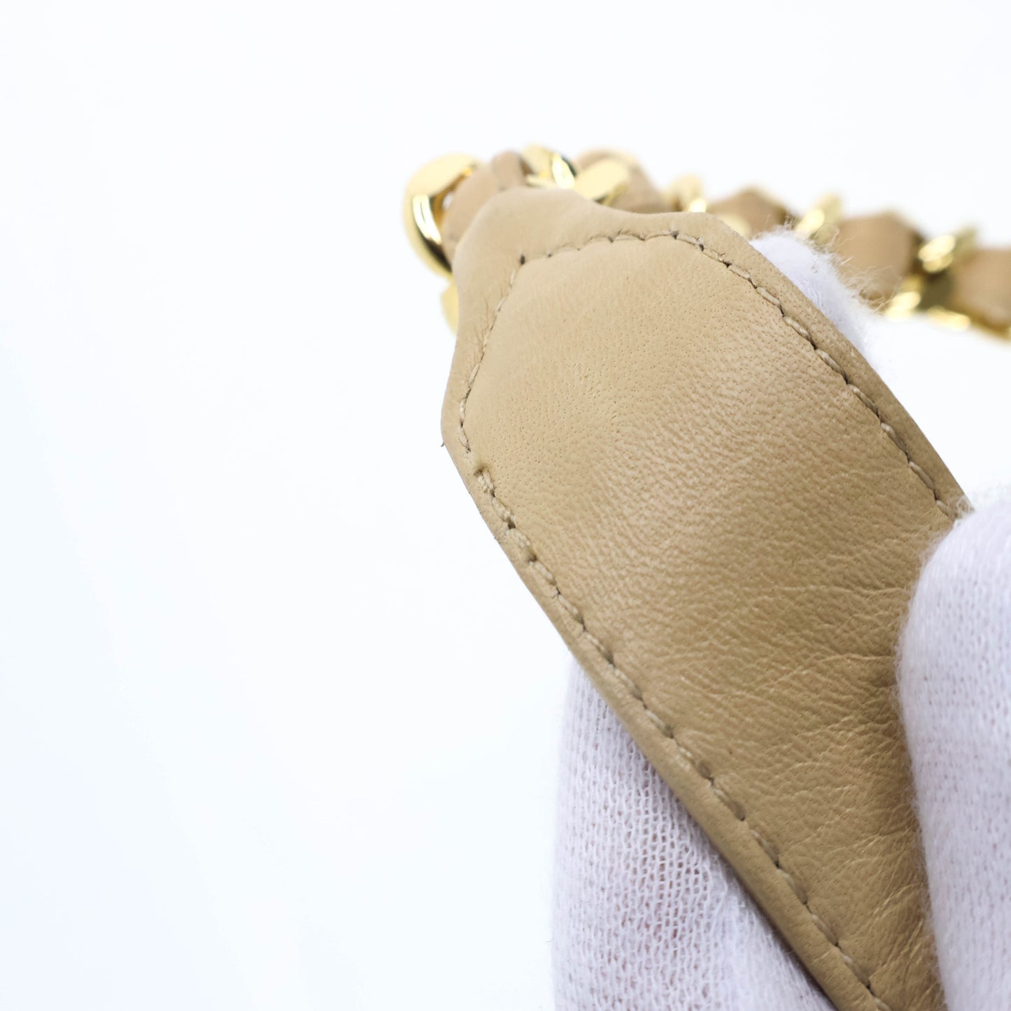 Chanel Belt Leather Beige/Chain Gold 65/26