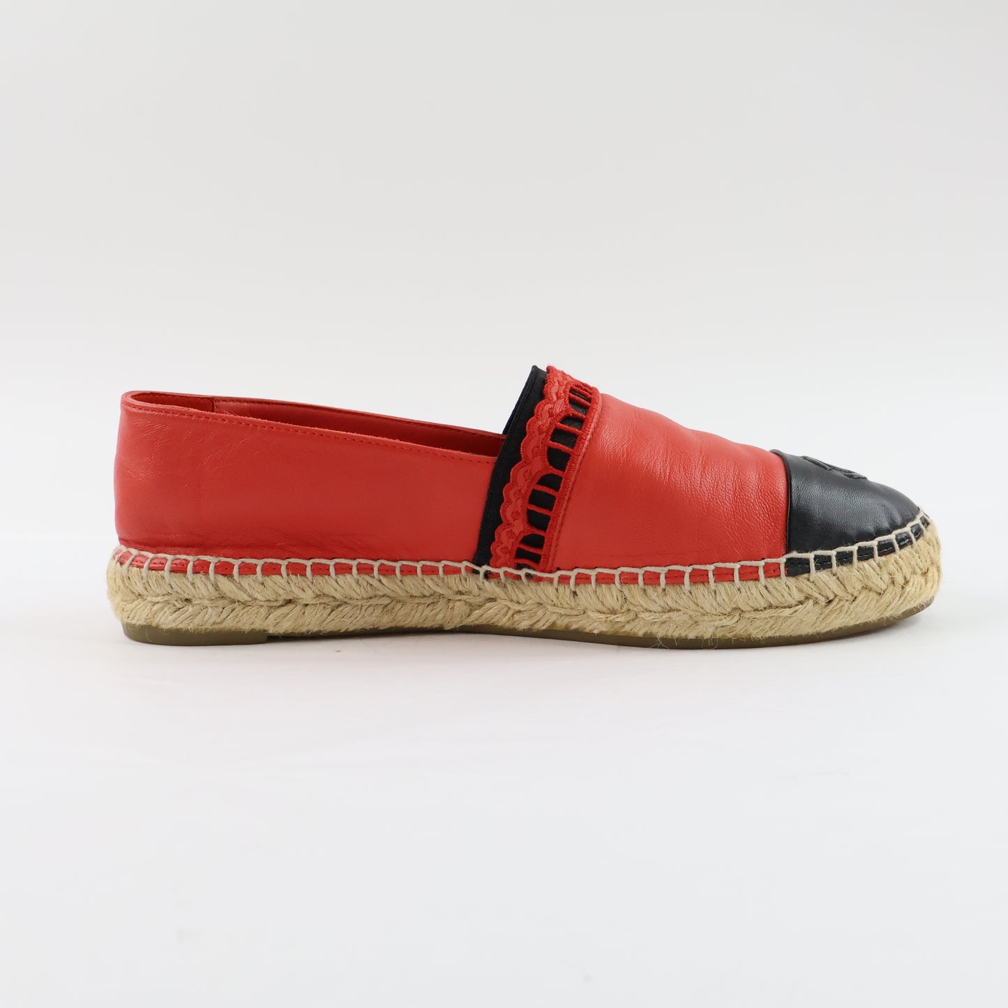 Chanel Espadrille Leather Red 38