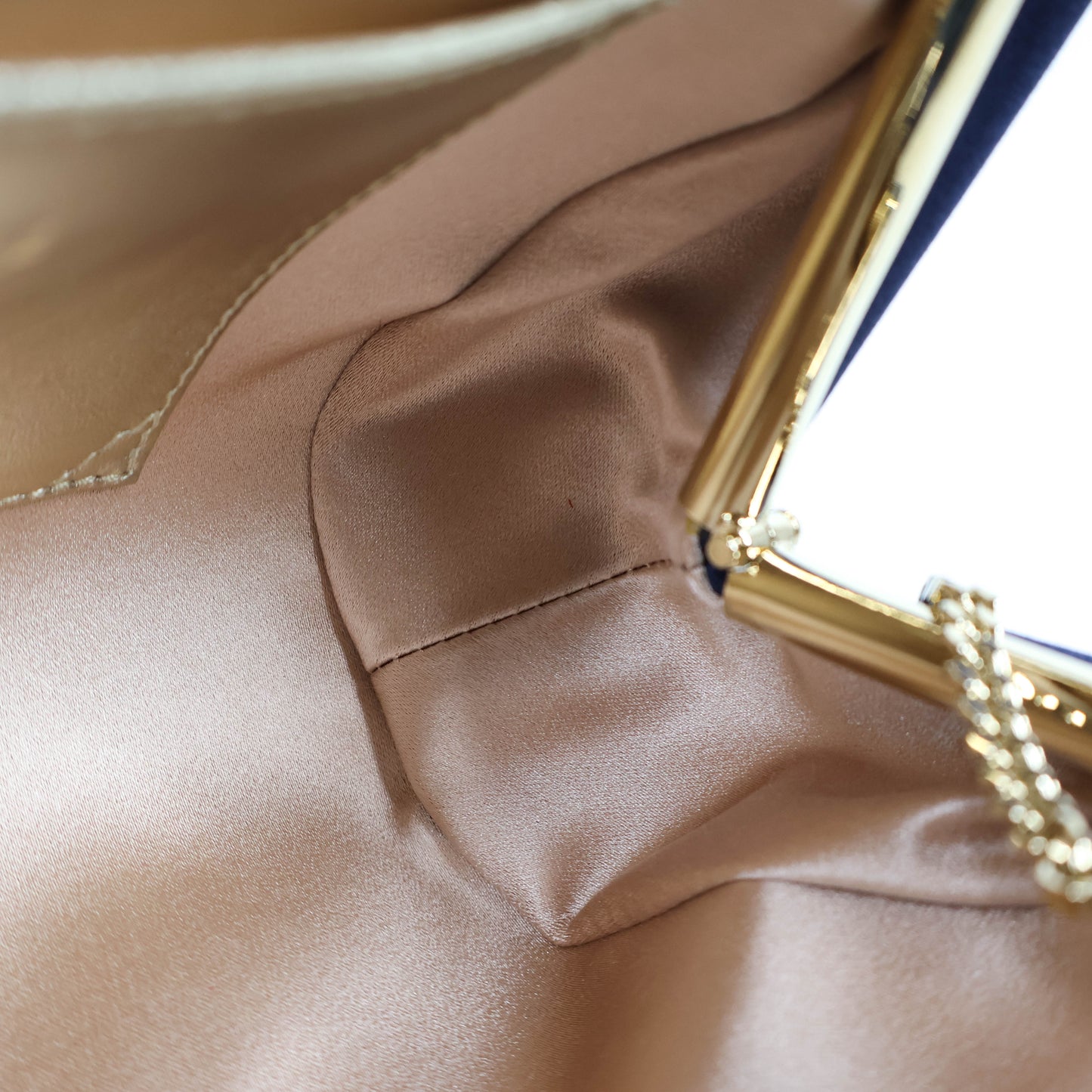 Roger Vivier Clutch Flower Crystal Satin Navy