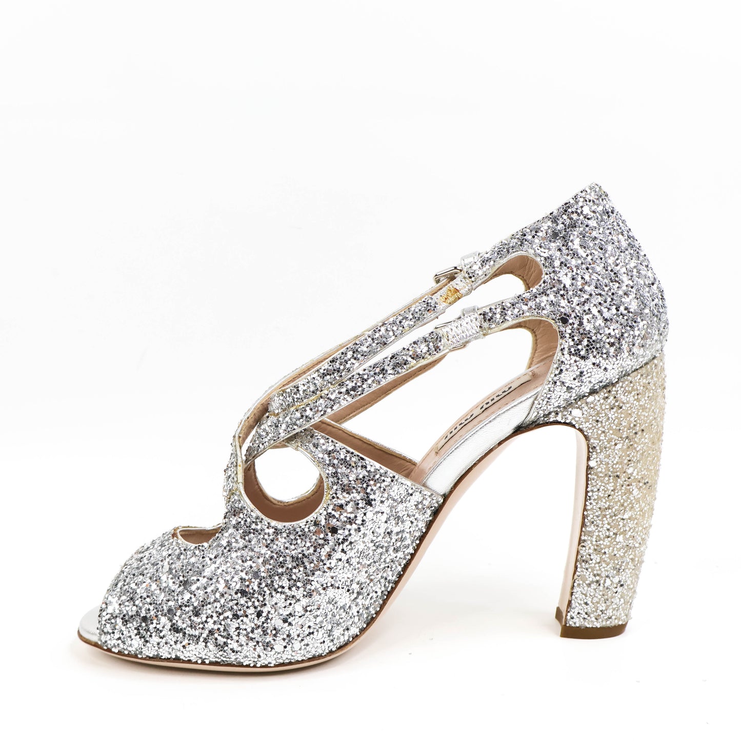 Miu Miu Heels Silver Glitter 36