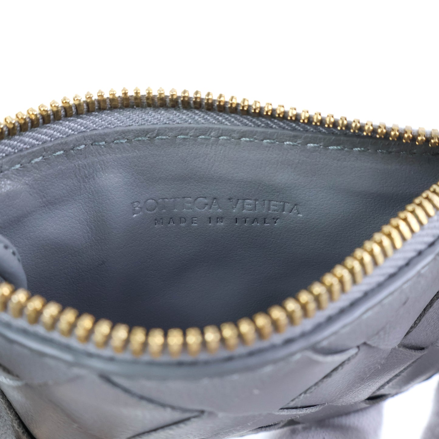 Bottega Coin Purse Intrecciato Grey with Keyring
