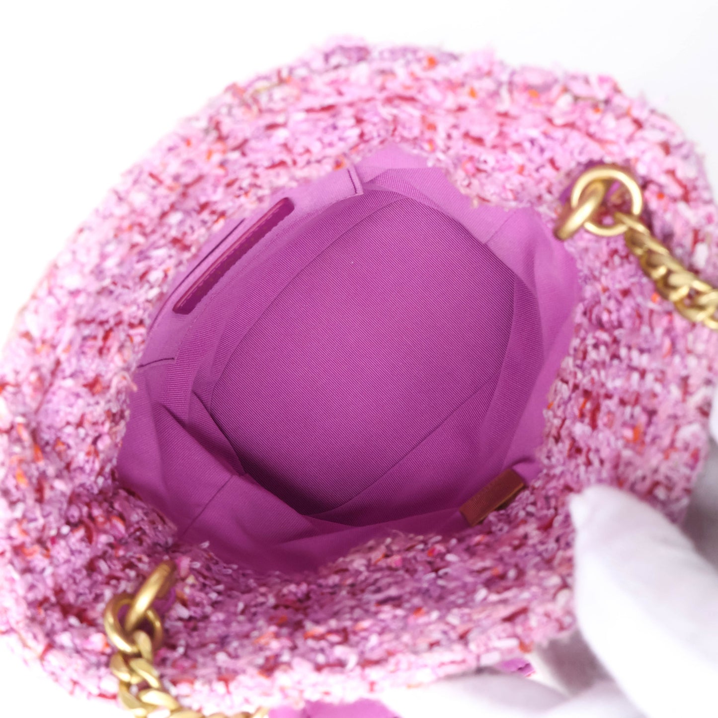 Chanel Bucket Tweed Pink GHW
