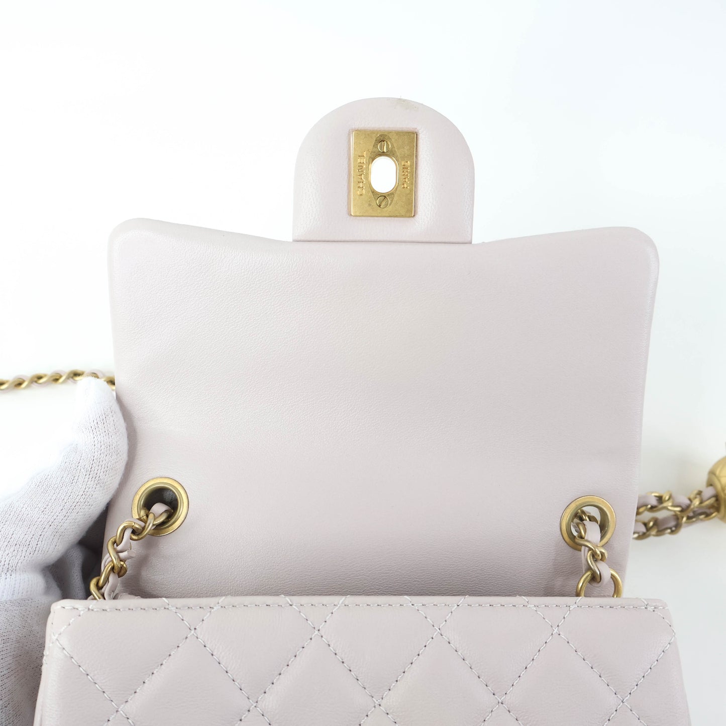 Chanel 7" Square Lilac Lamb GHW