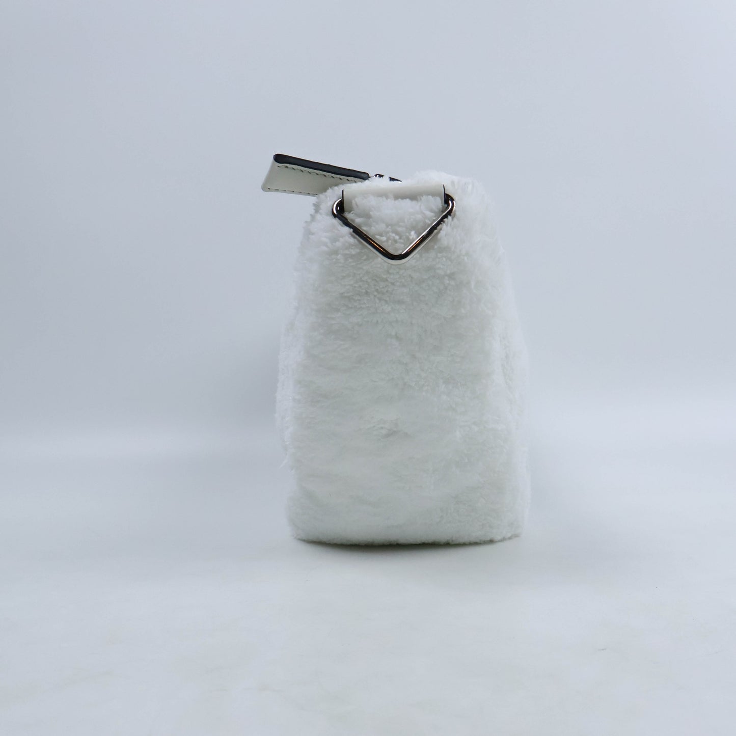 Prada Triangle Terrycloth Shoulder Bag White