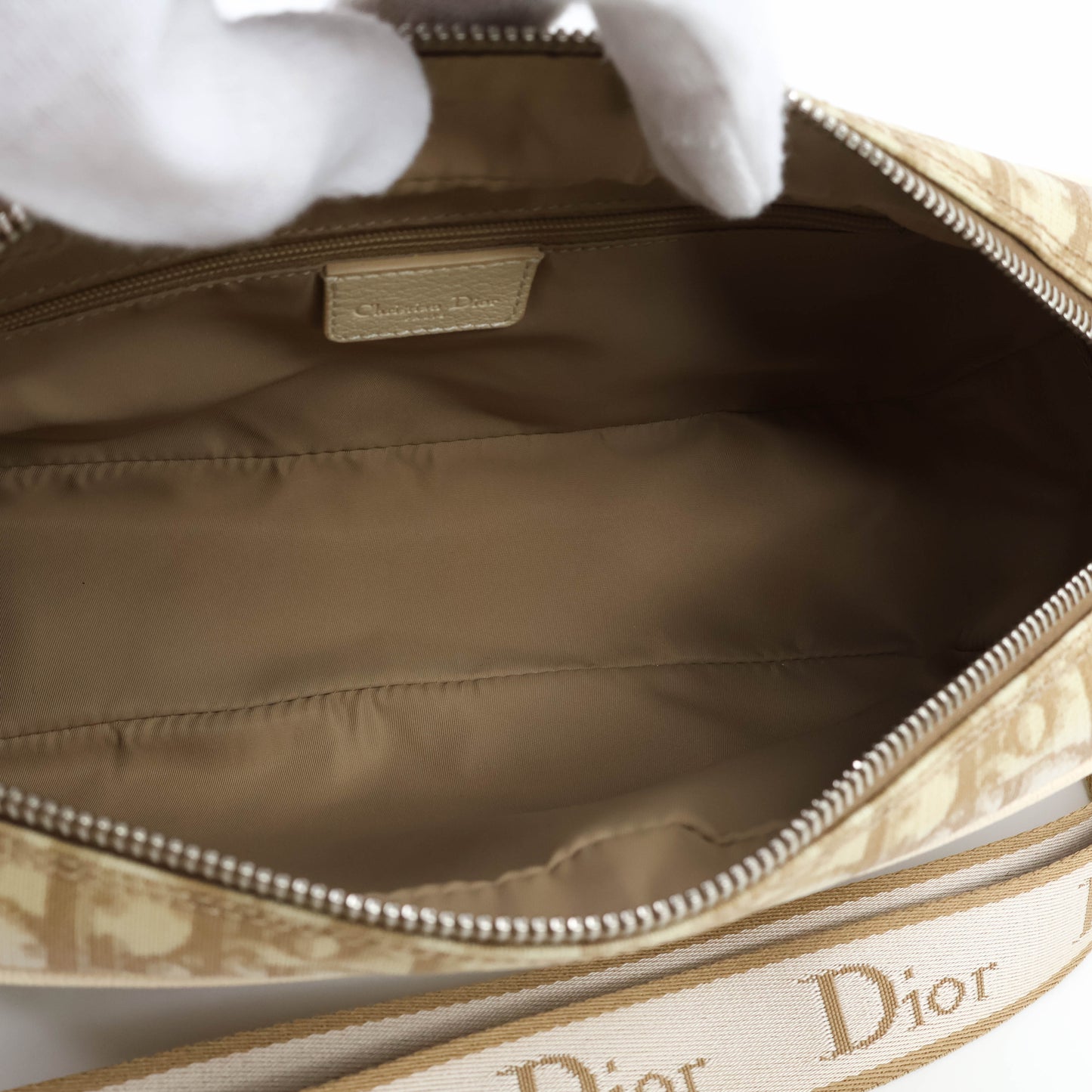 Christian Dior Vintage Crossbody Bag Oblique Beige Flowers