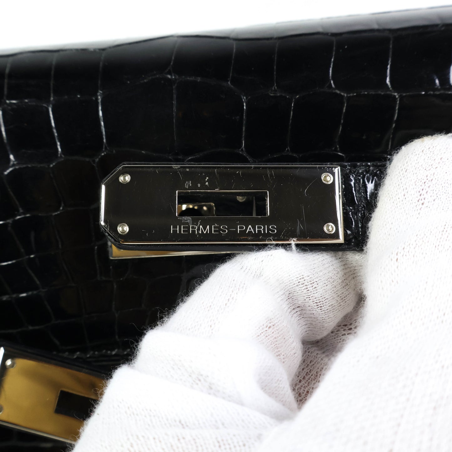 Hermes Kelly32 Black Niloticus shiny