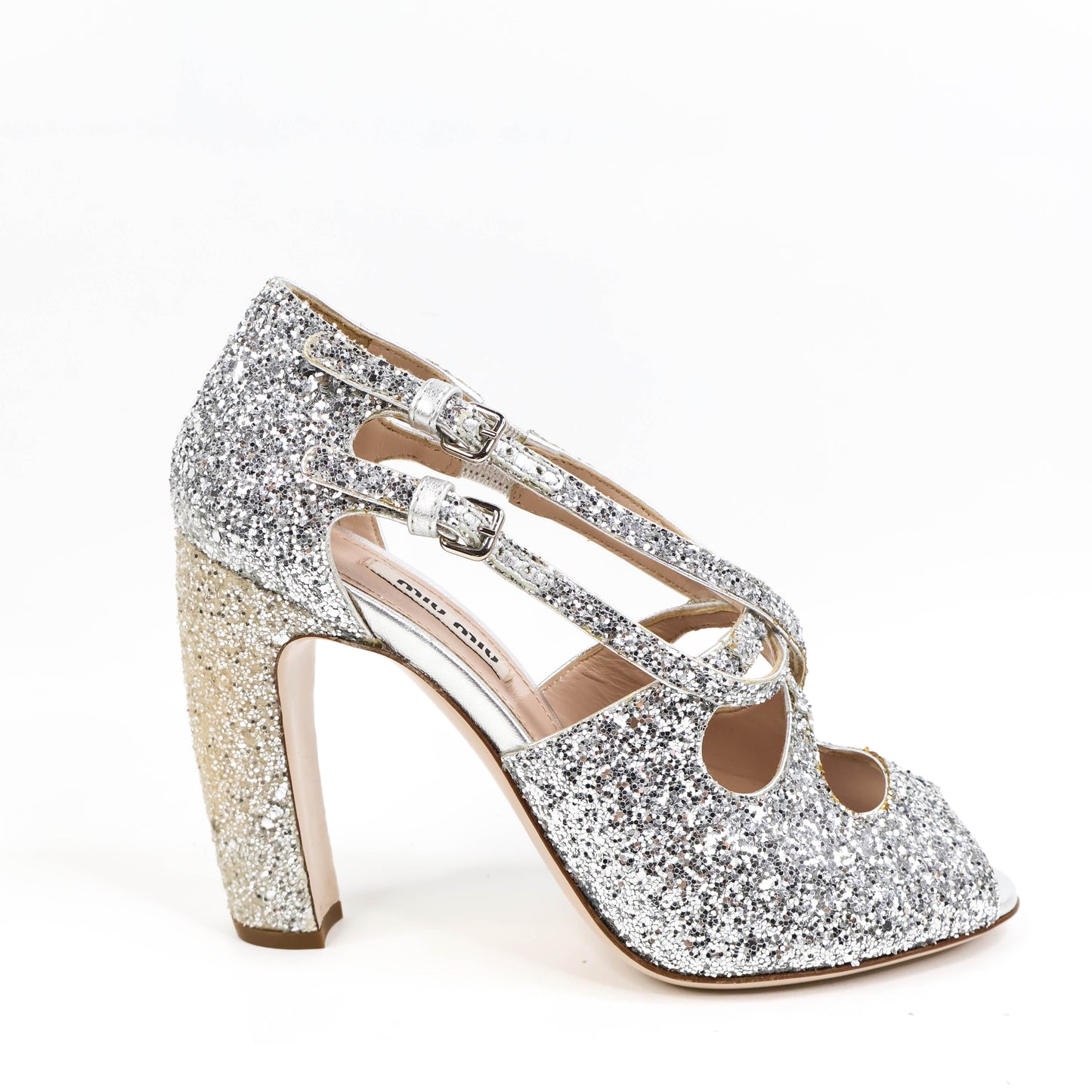 Miu Miu Heels Silver Glitter 36