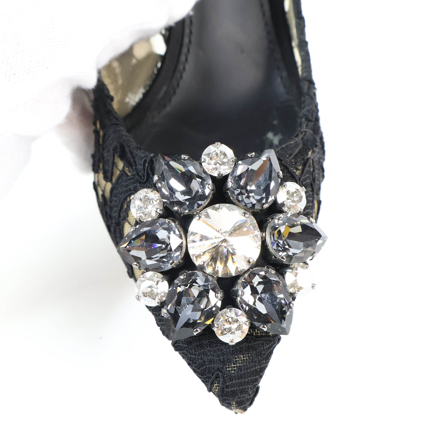 Dolce & Gabbana Pumps Lace Black Crystal 37.5