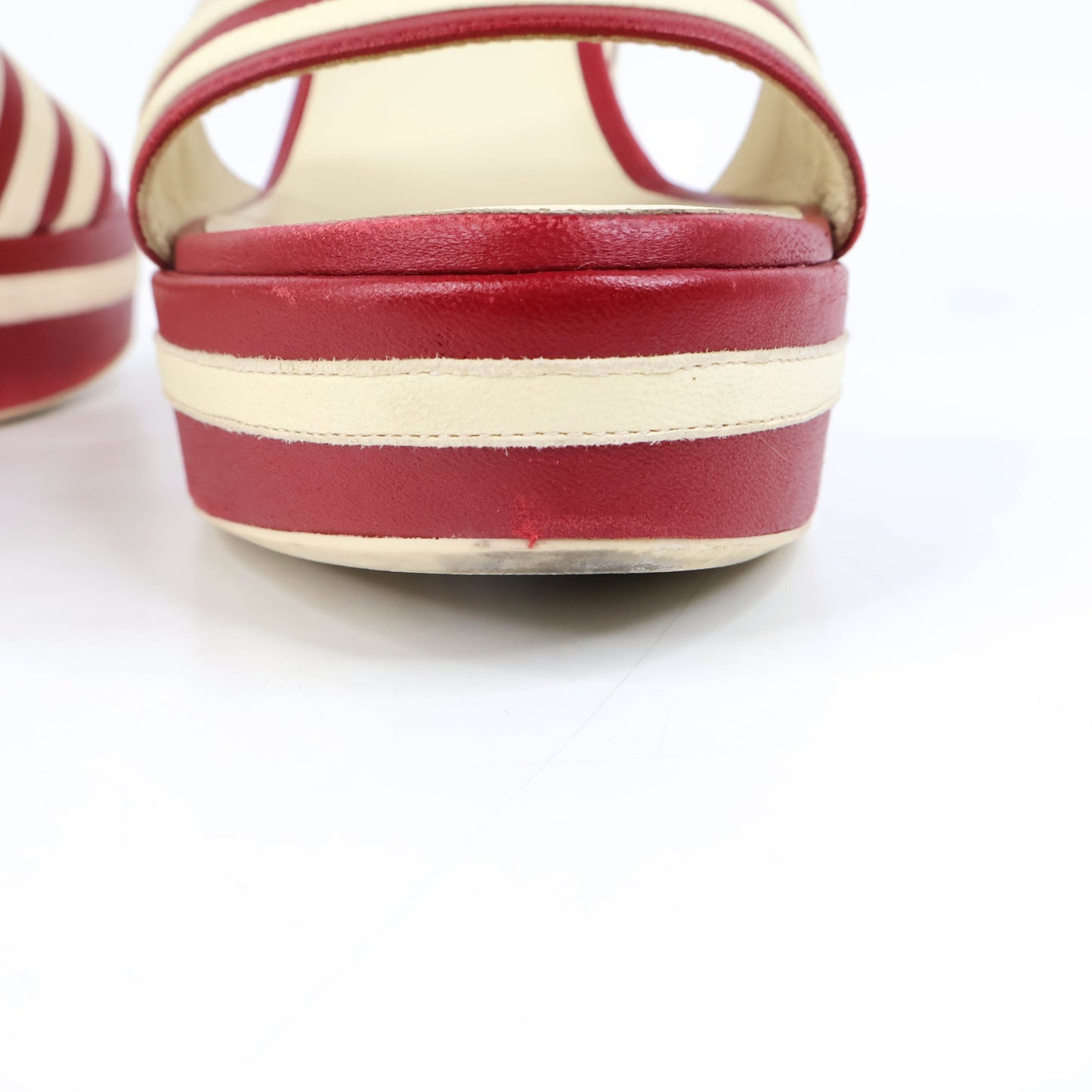 Chanel Stripe Wedge Red White 40