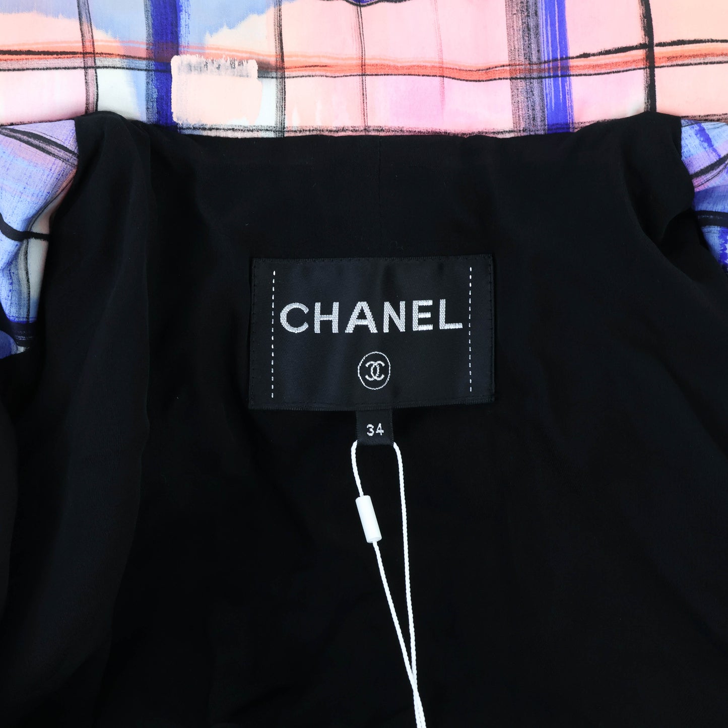 Chanel Jacket Tweed Black White Silver