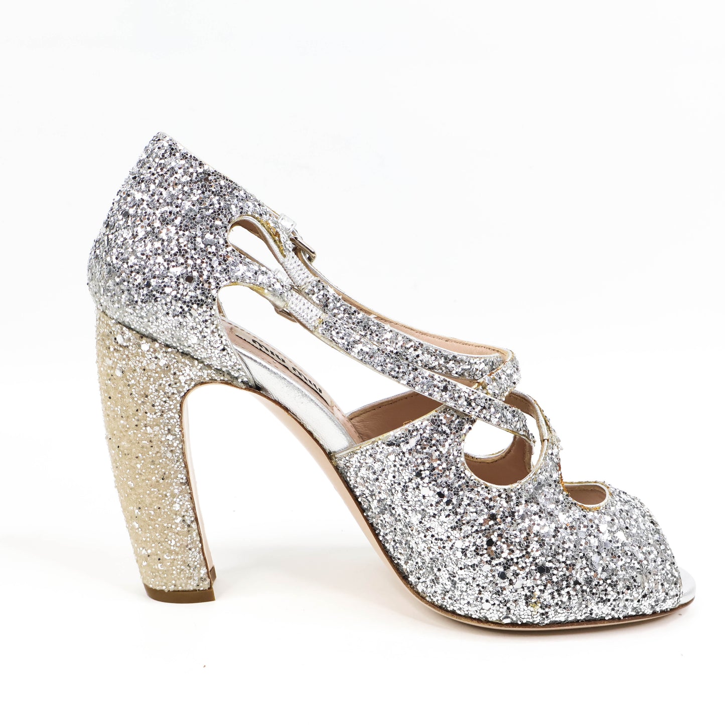 Miu Miu Heels Silver Glitter 36