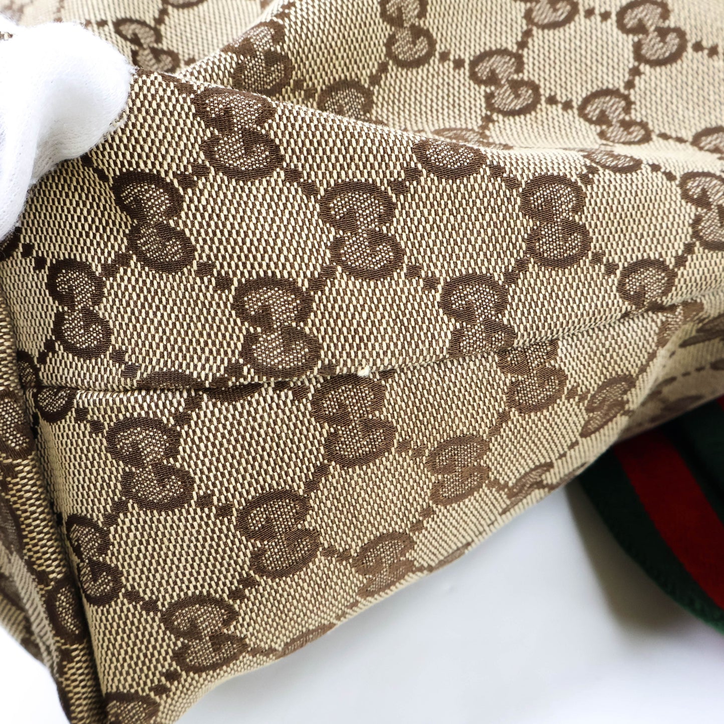 Gucci Messenger Bag Canvas Brown Green/Red