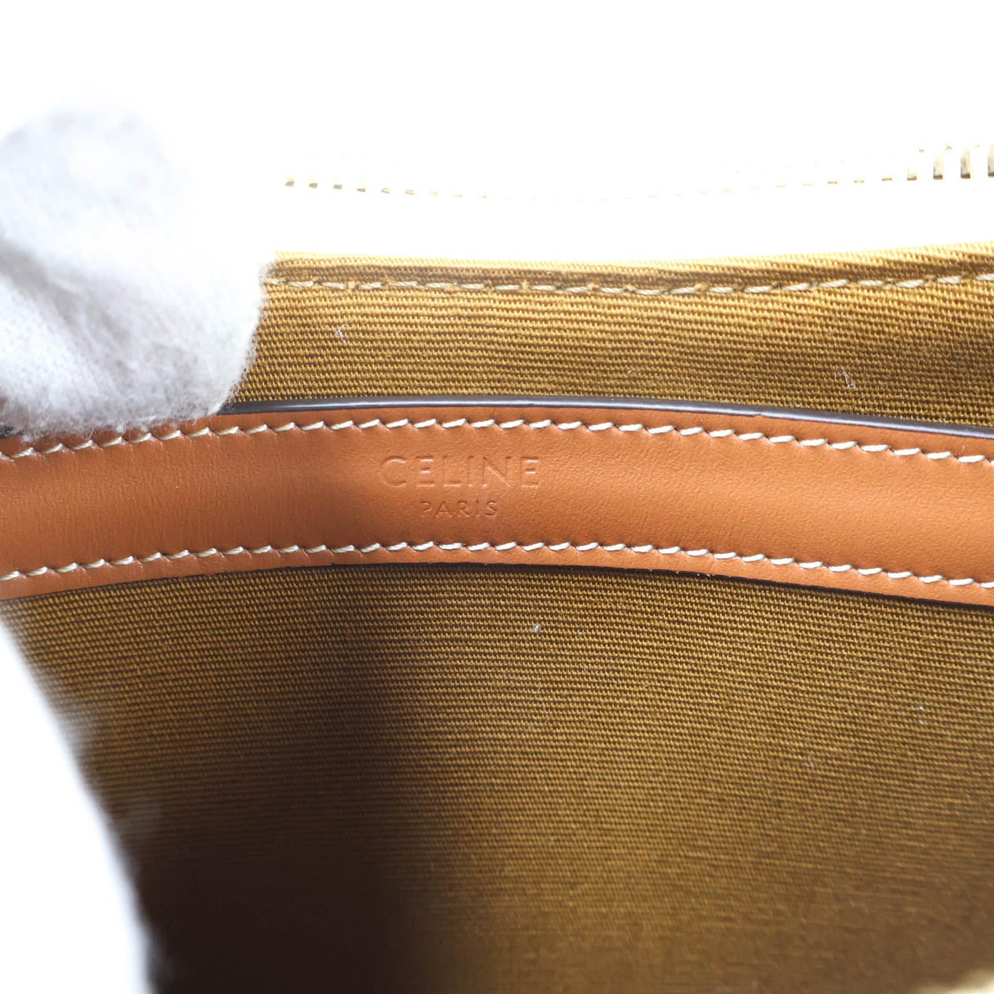 Celine Ava Medium Triomphe White Chain