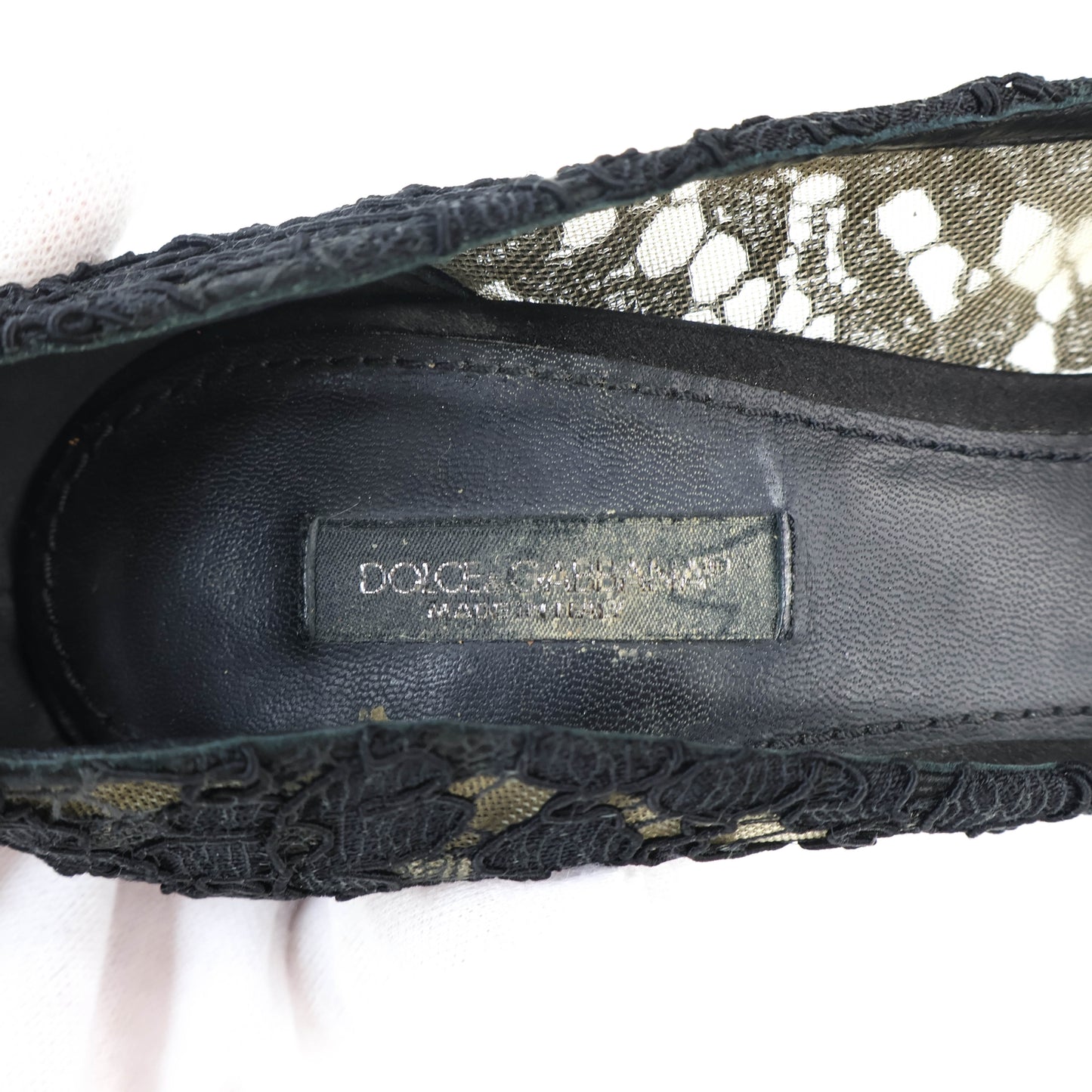 Dolce & Gabbana Pumps Lace Black Crystal 37.5