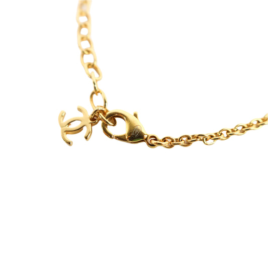 Chanel Necklace Heart Gold Crystal