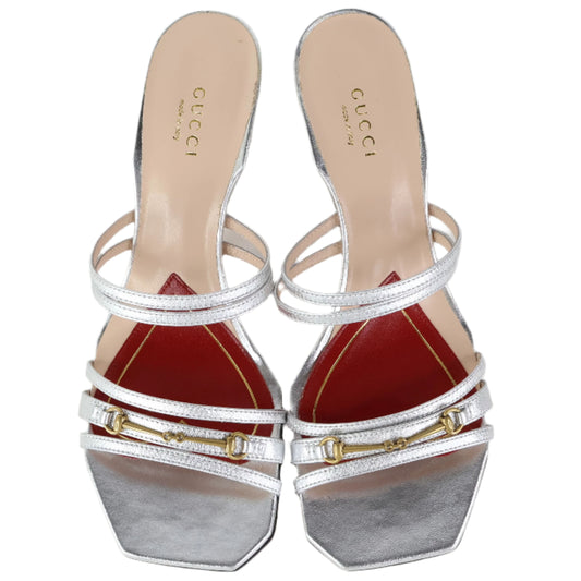 Gucci Sandals Heels Metallic Gold